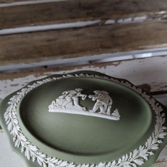 Wedgwood fluted dome green lidded bowl trinket‎ che - Picture 2 of 11